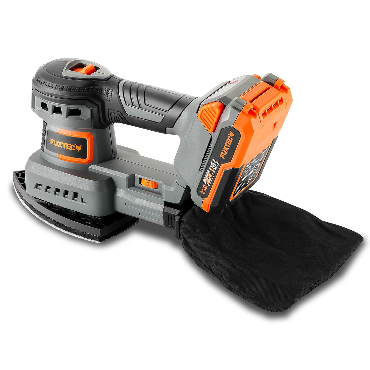 Akumulatorowa szlifierka oscylacyjna FUXTEC 20V FX-E1MS20 SET z 1 akumulatorem 2Ah, 1 ladowarka 1A