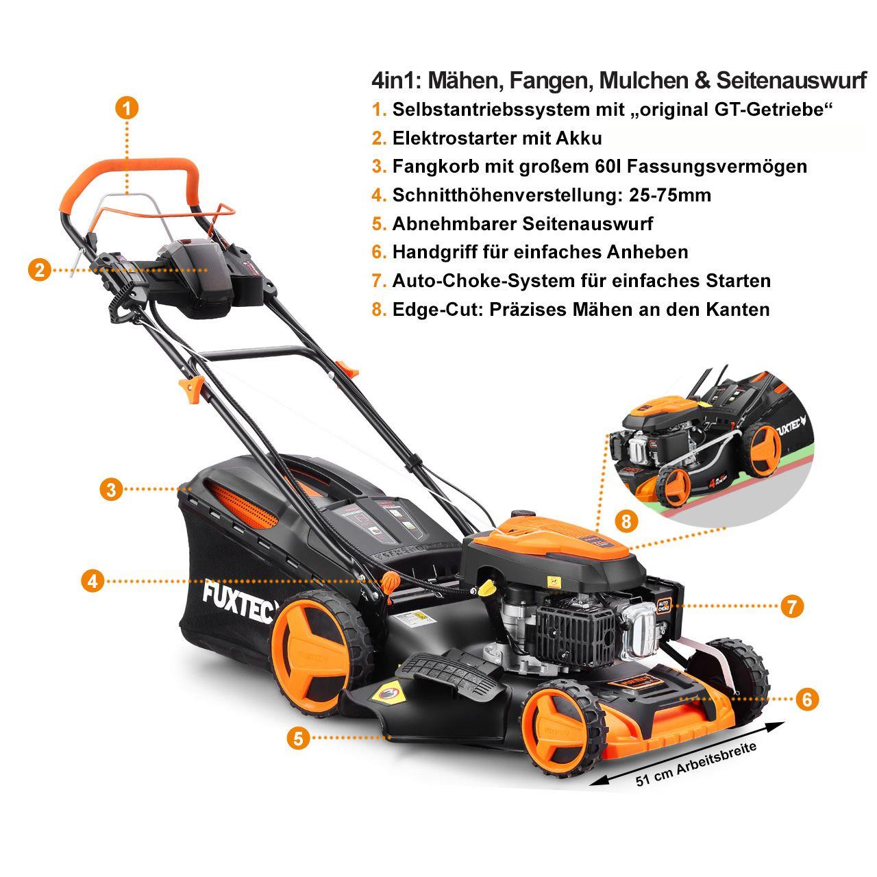 Bild 1 Benzin Rasenmäher E-Start  FX-RM5196eS mit zipgo®